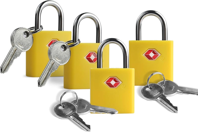 UP Security TSA Locks for Luggage, Keyed Alike Luggage Locks TSA Approved 4 Pack, Small Padlock with Key, Padlocks with Keys for Suitcase, Backpack, Bag Zipper, Tool Box, Case, Travel Essentials - Image 1